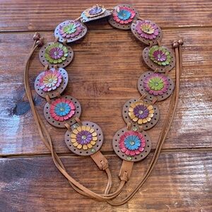 Vintage Boho Floral Leather Belt